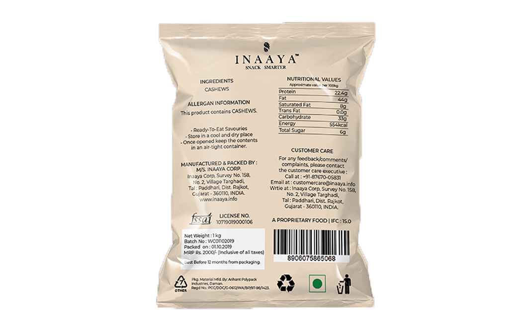 Inaaya Cashews    Pack  1 kilogram